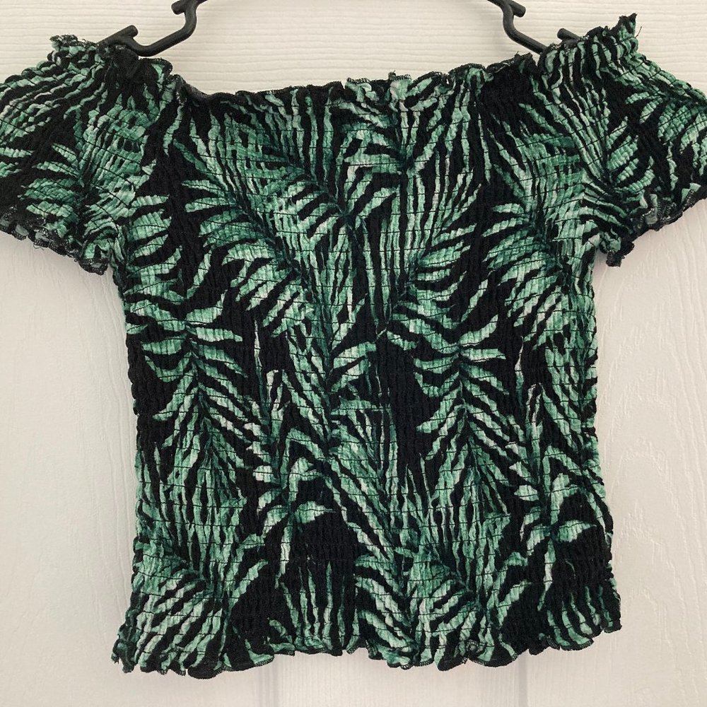 Black floral smocked top